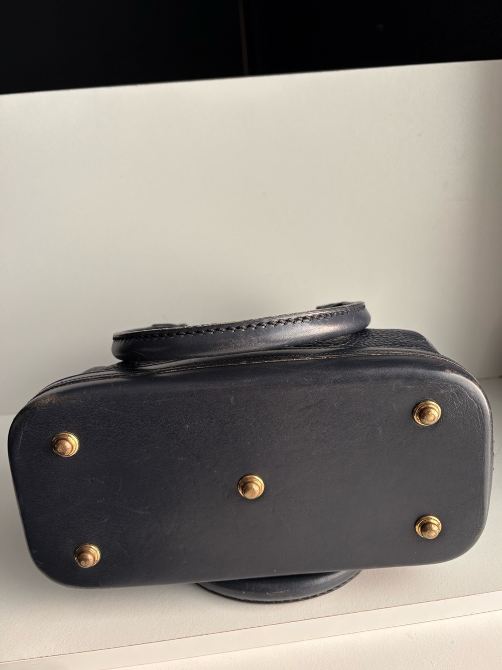 Dooney and Bourke awl Navy Blue Leather Norfolk Dome satchel bag - Picture 7 of 16